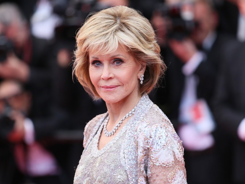 Jane Fonda in a silver dress