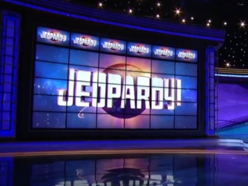 A still frame of the 'Jeopardy!' board