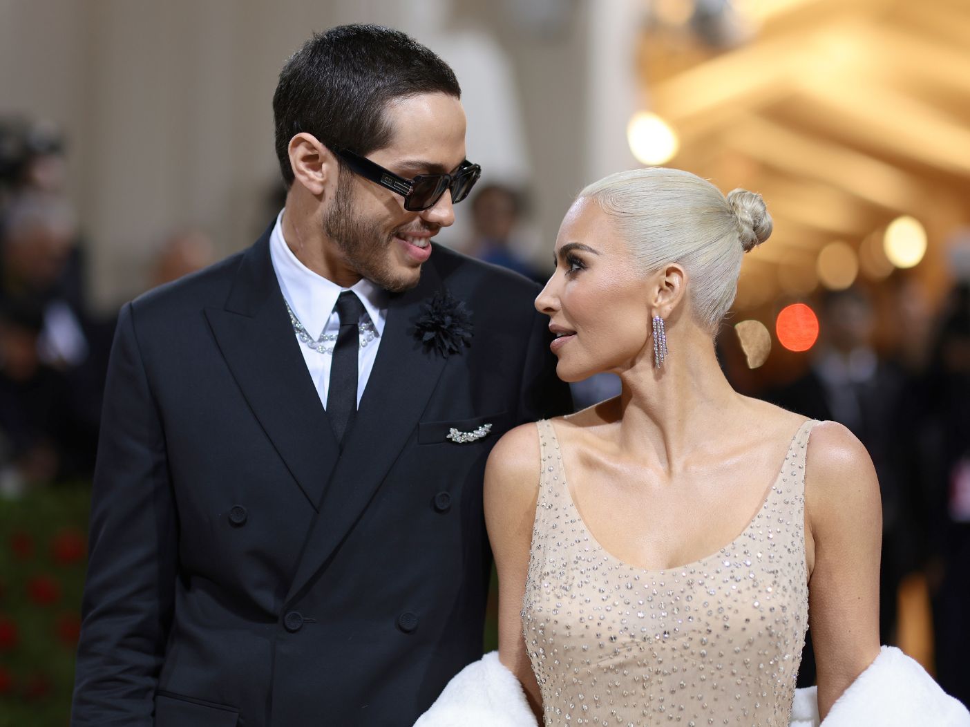 Pete Davidson and Kim Kardashian at the 2022 Meta Gala