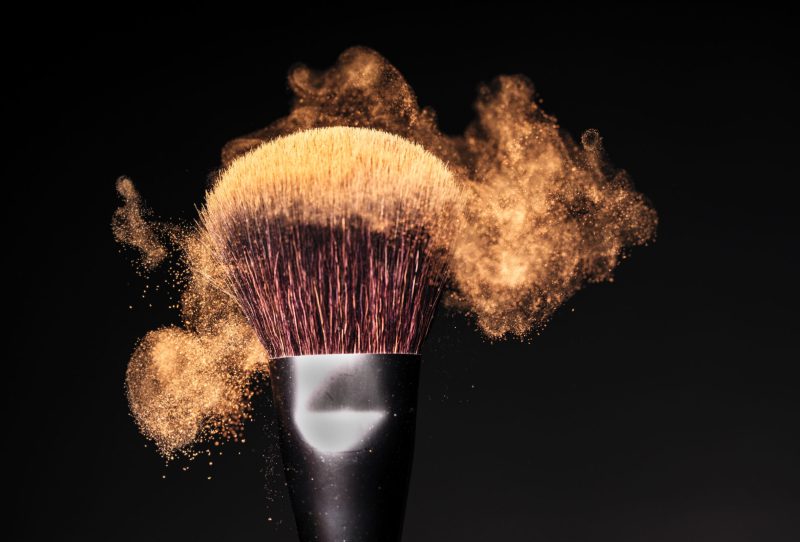 Makeup brush with bronzer