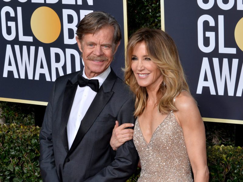 William H. Macy and Felicity Huffman on the red carpet at the Golden Globe Awards in 2019