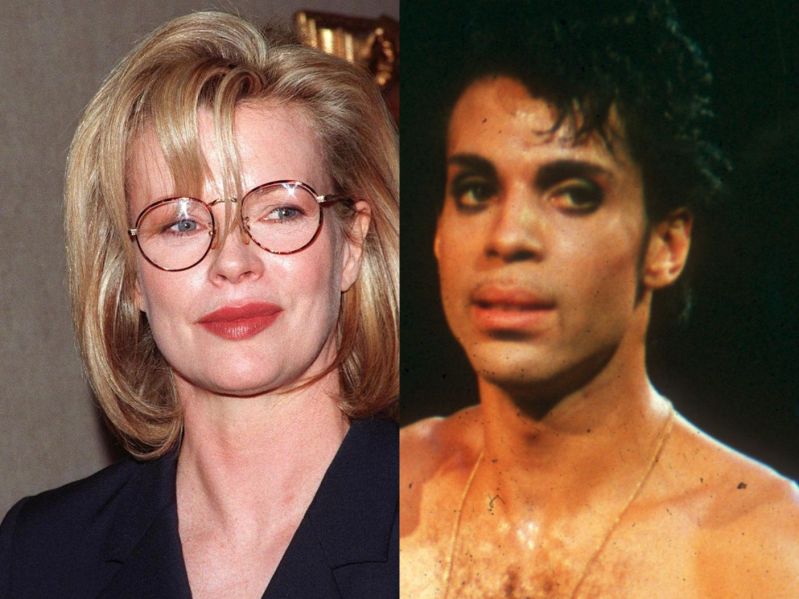 side by side photos of Kim Basinger and Prince in the '80s