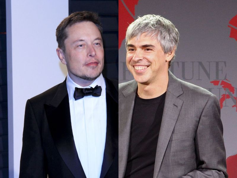 side by side photos of Elon Musk and Larry Page
