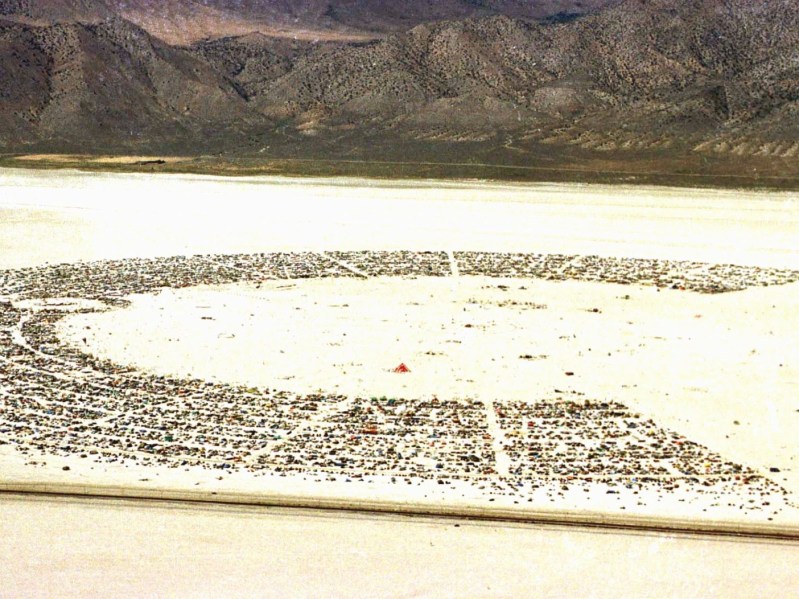 Overhead view of 1999 Burning Man festival