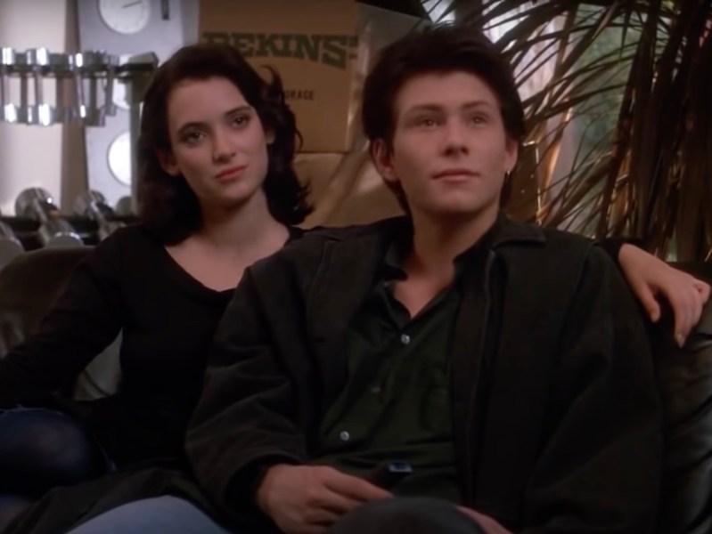 screenshot of Winona Ryder and Christian Slater in Heathers
