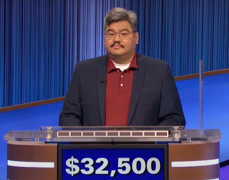 screenshot of Luigi de Guzman winning his fifth win on Jeopardy