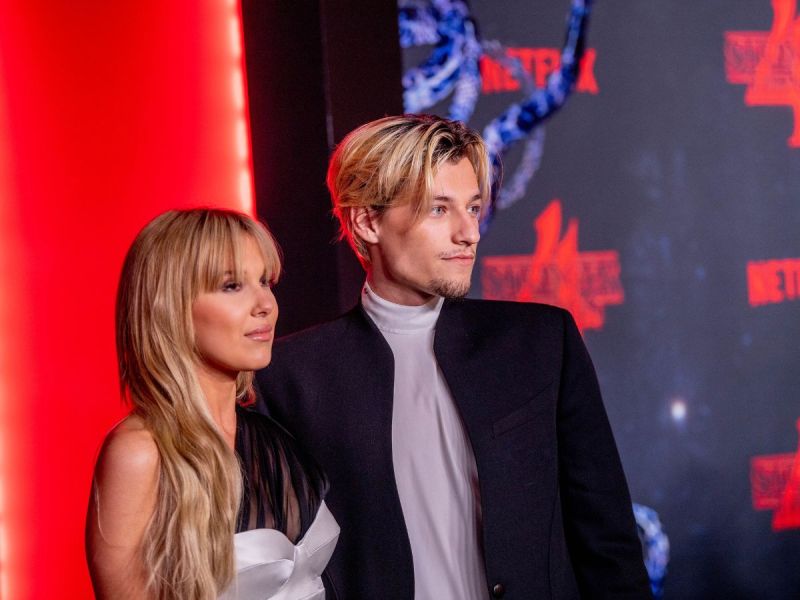 Millie Bobby Brown and Jake Bongiovi at the season 4 premier of "Stranger Things" in 2022