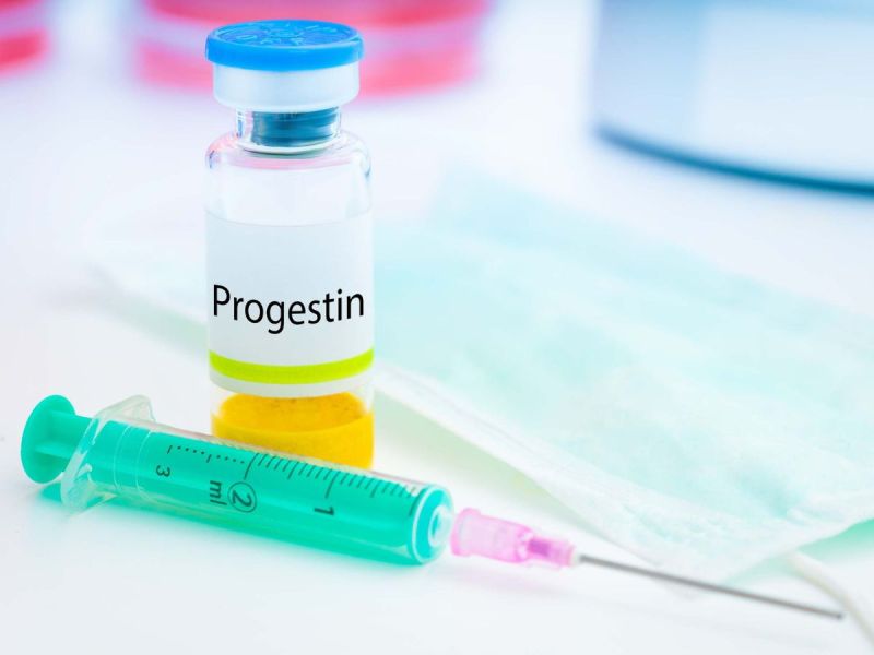 Vial of progestin for hormonal replacement therapy