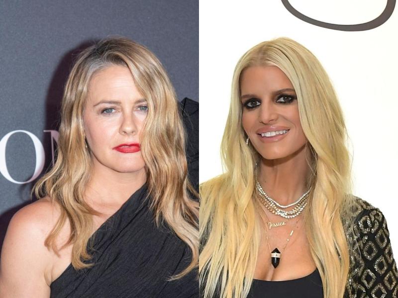 side by side close ups of Jessica Simpson and Alicia Silverstone