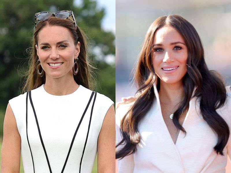 Side by side images of Kate Middleton and Meghan Markle