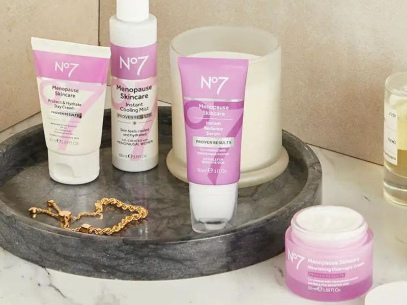 Product images of No7's new menopause skincare line