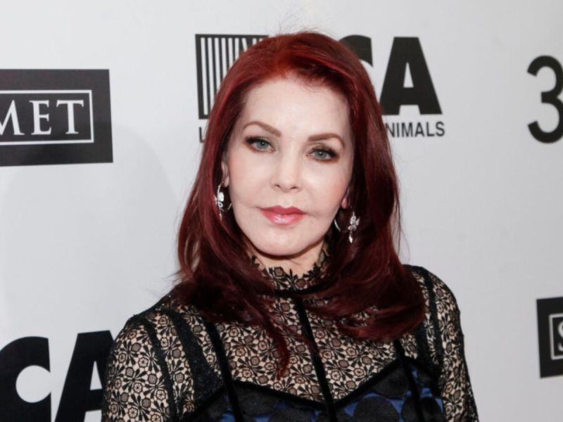 Priscilla Presley in black lace at an event in 2019