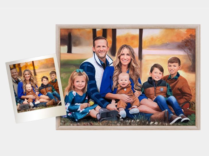 Family portrait next to reference photograph
