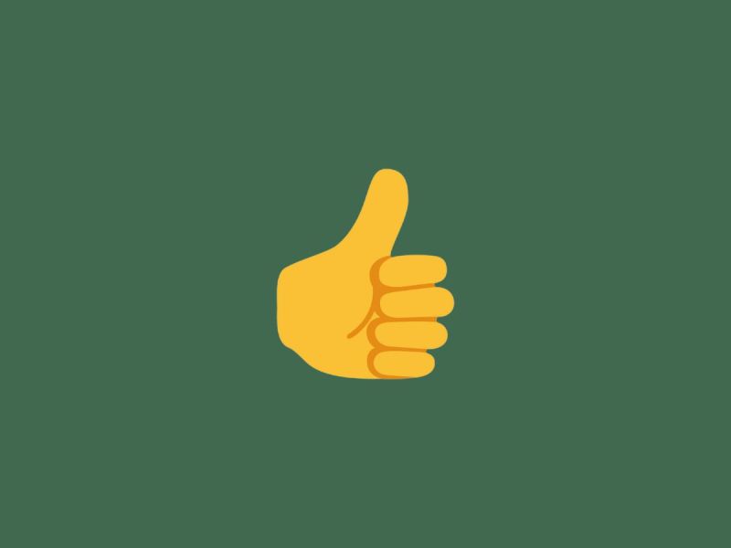 Thumbs-up emoji on green background