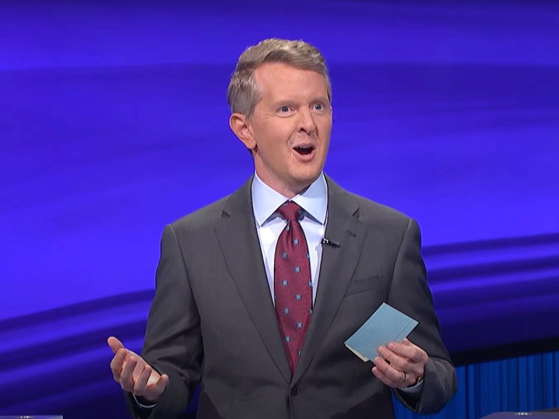 screenshot of Ken Jennings looking shocked while reading a card on Jeopardy!