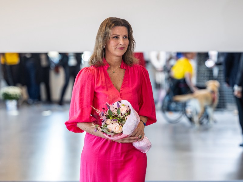 Princess Martha Louise of Norway in a pink dress Opens The NABP Blind Dogs Centre