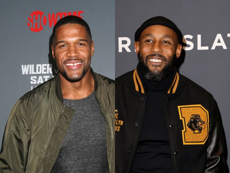 side by side closeups of Michael Strahan and Stephen Boss