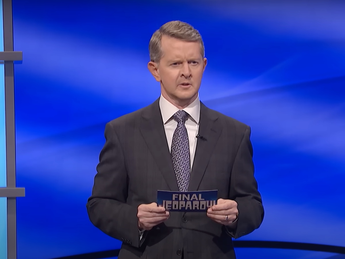 screenshot of Ken Jennings reading contestants answers during Final Jeopardy