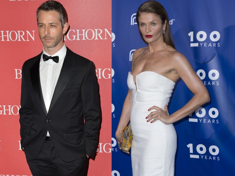 Split image of Jeremy Strong (L) and Helena Christensen posing on red carpets