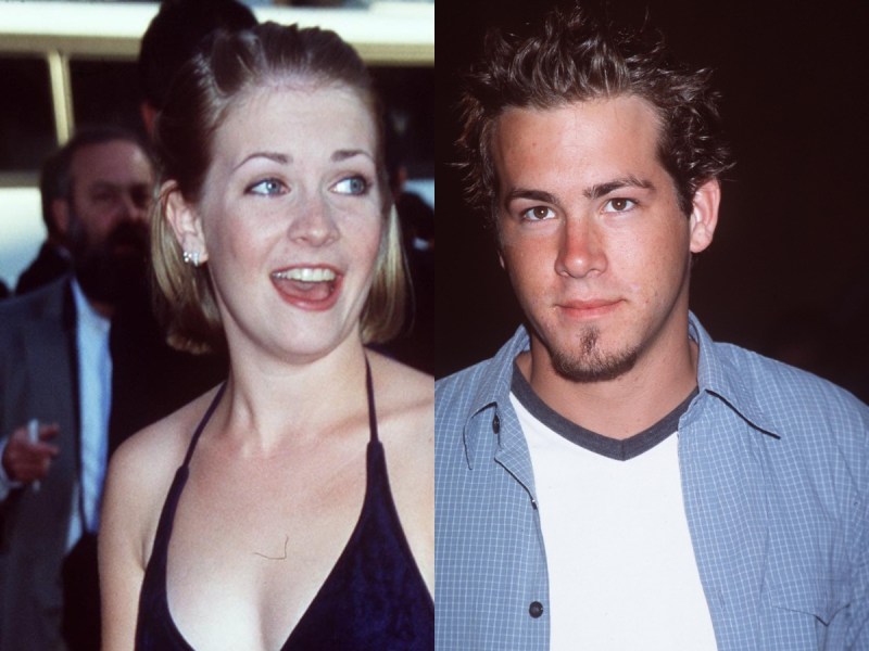 side by side '90s photos of Melissa Joan Hart and Ryan Reynolds