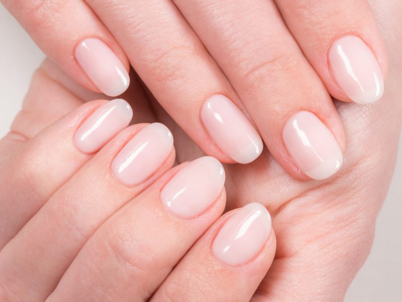 Close up of a natural look manicure