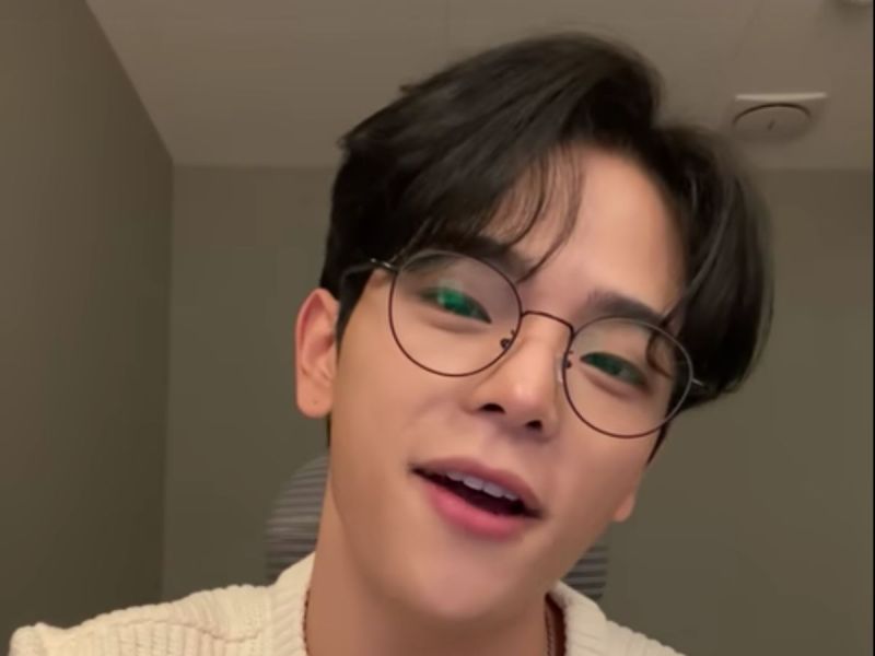 Still of Woojin from a YouTube clip of him covering "If I Can't Have You" by Shawn Mendes