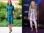 L: Kate Middleton dressed according to the rule of thirds at the Design Museum in 2022, R: Sarah Jessica Parker dressed according to the rule of thirds at the Hocus Pocus 2 premiere in 2022