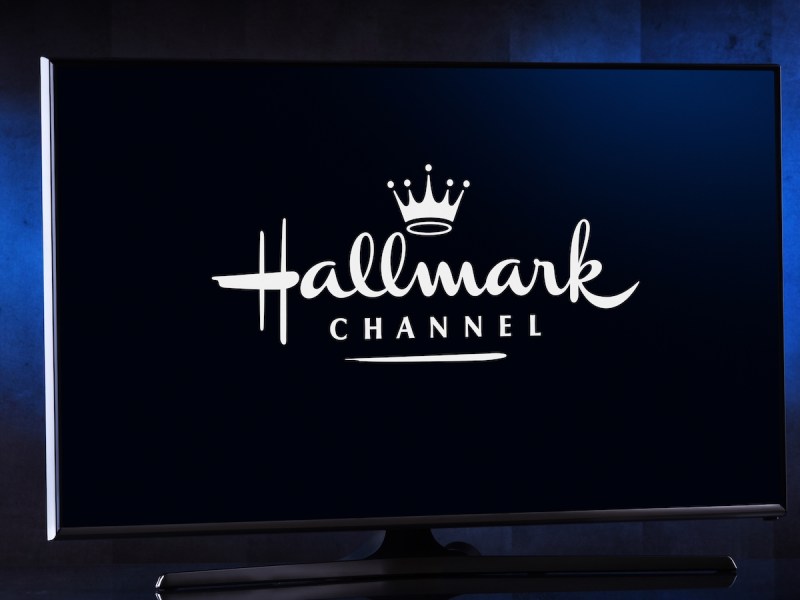 stock photo of TV displaying the Hallmark Channel logo