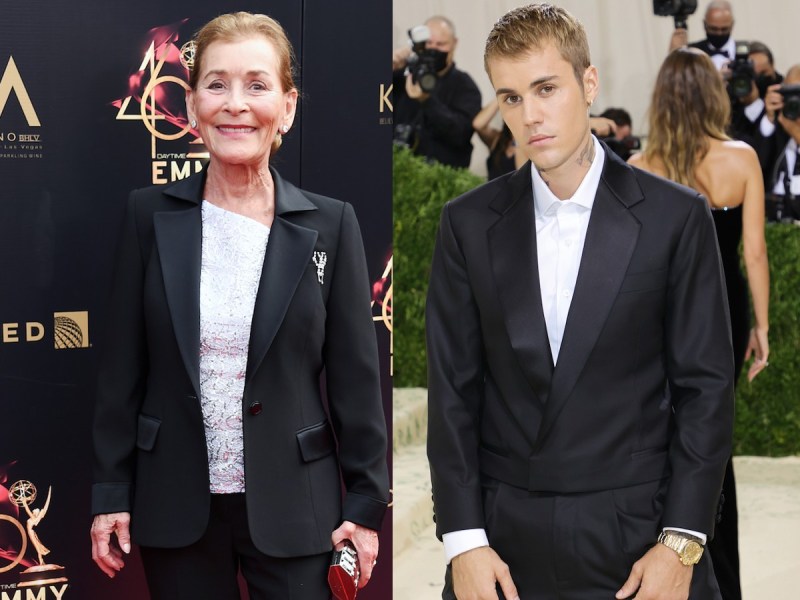 Split image of Judge Judy (L) and Justin Bieber