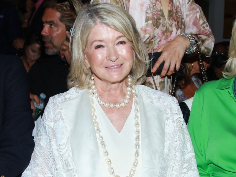 Martha Stewart smiles in all-white outfit