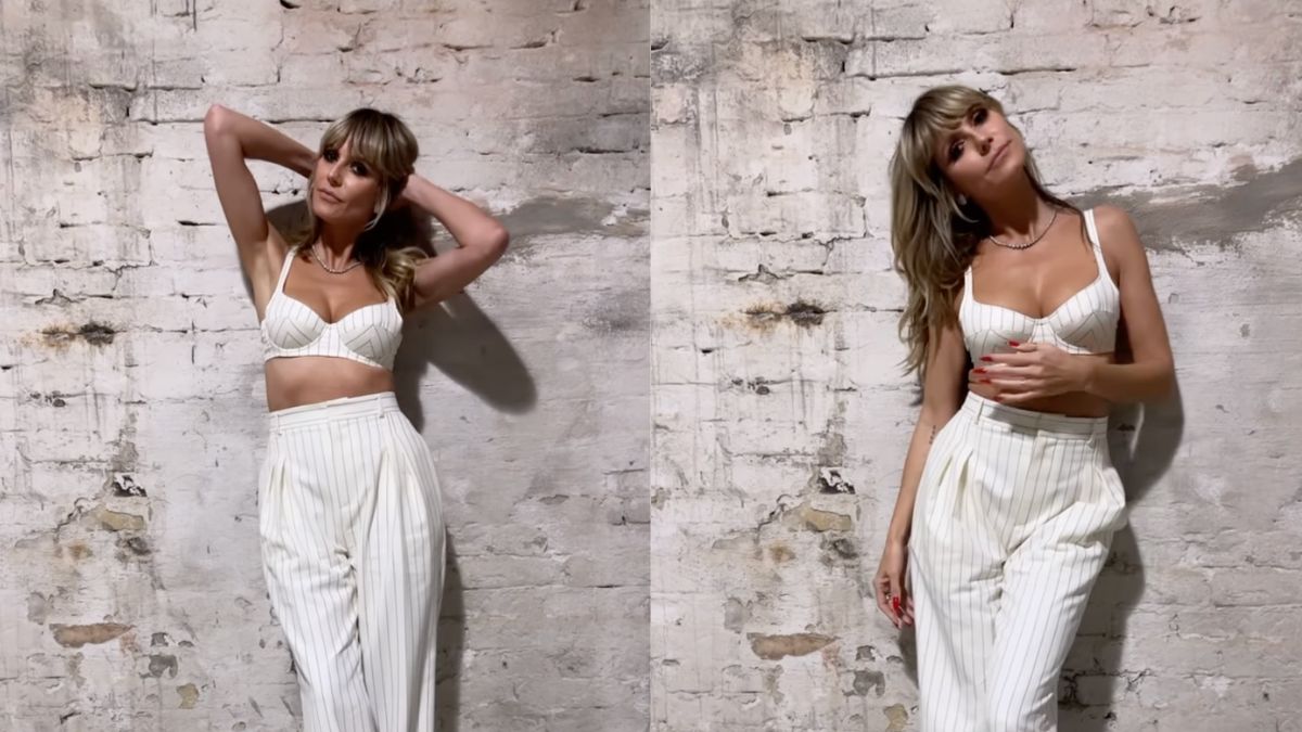 Heidi Klum nails the bra under blazer trend