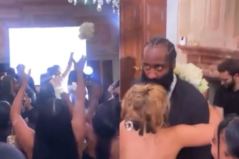 nba-star-james-harden-terrified-after-girlfriend-catches-bouquet-at-friends-wedding-in-hilarious-video