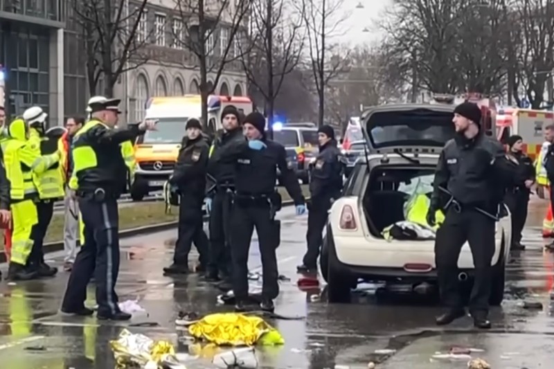 Police respond to a car crash in Munich, Germany. (photo: CBS News)