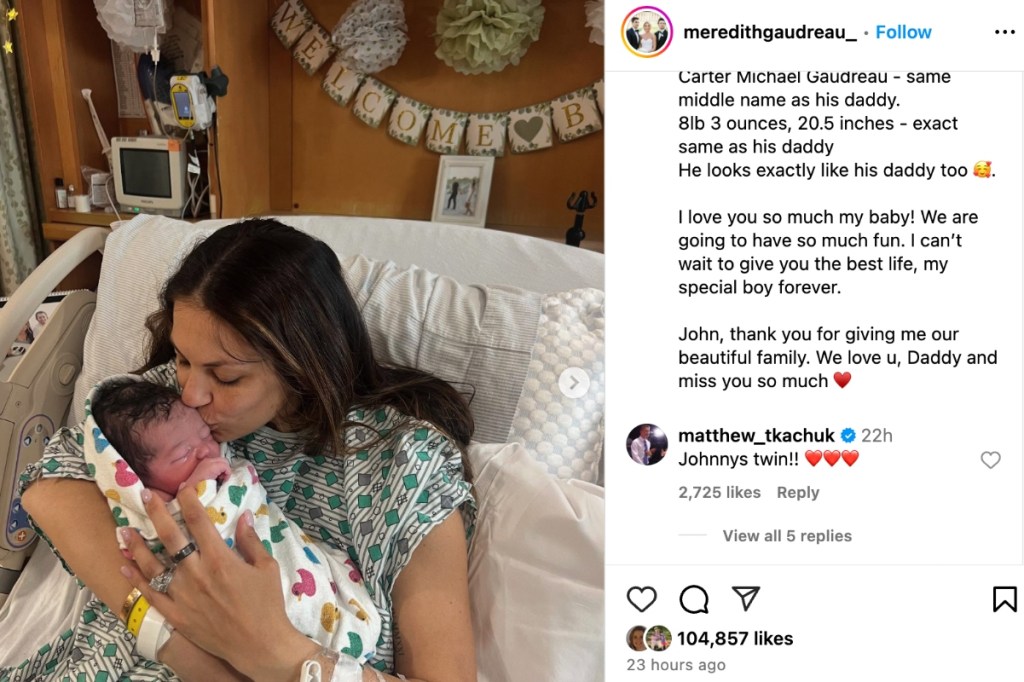 johnny-gaudreaus-wife-welcomes-their-third-child