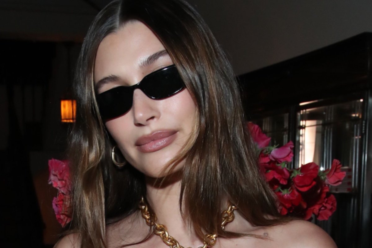 hailey bieber watch band mini dress Wears Marine Serre at Miami Grand Prix Hailey Bieber in a dress