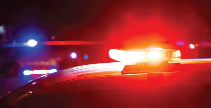 Police Car At Crime Scene, Flashing Lights