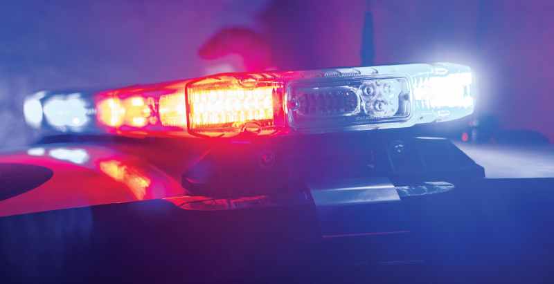 Police Car Flashing Red And Blue Lights