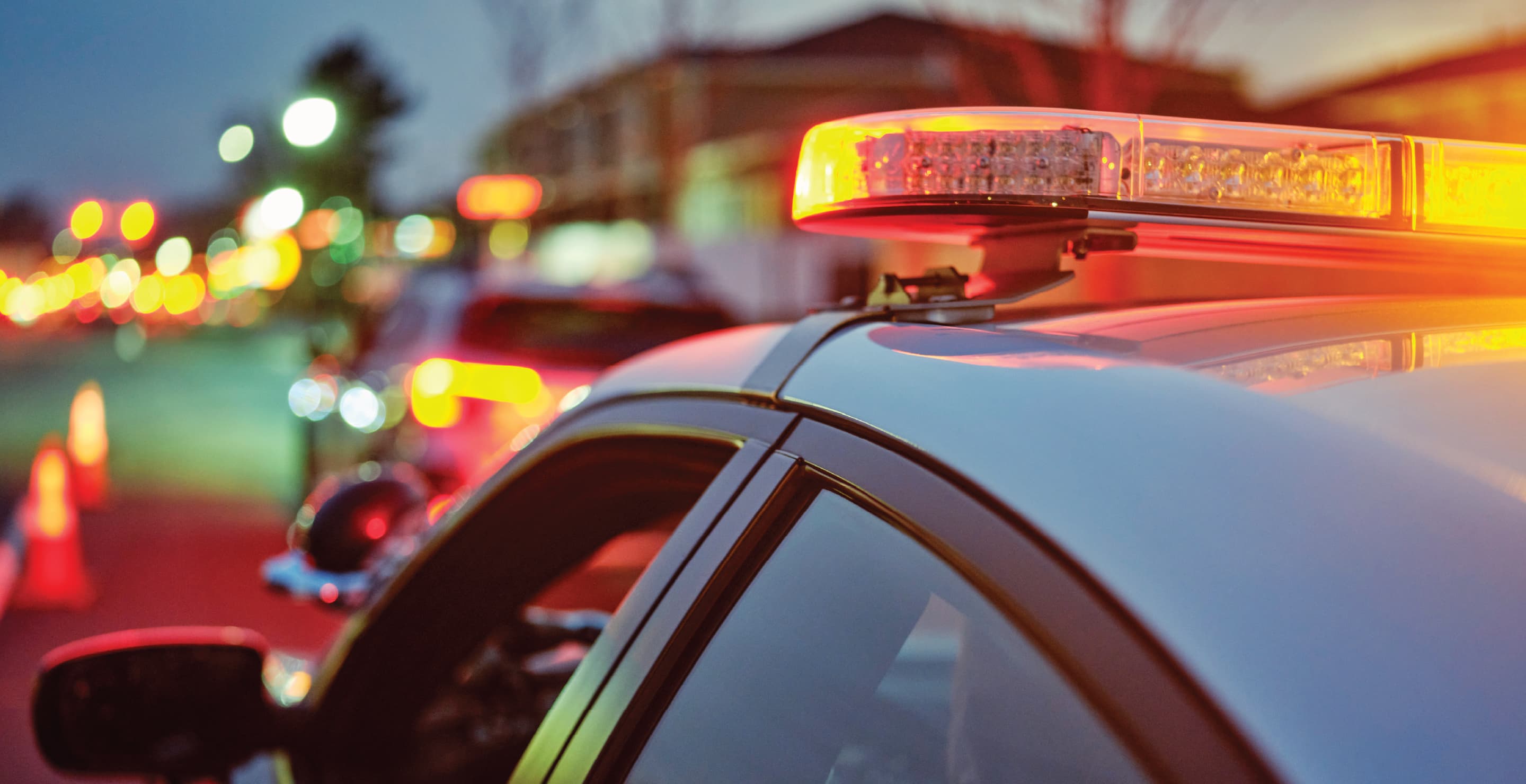 Police Patrol Car Lights, Night