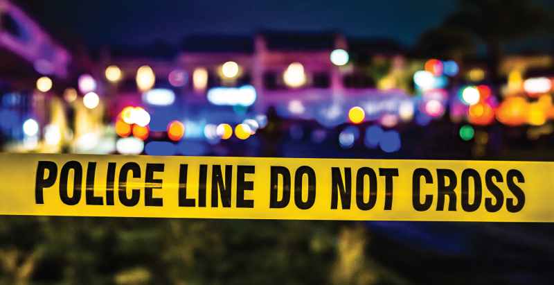 Police Yellow Tape, Night Crime Scene