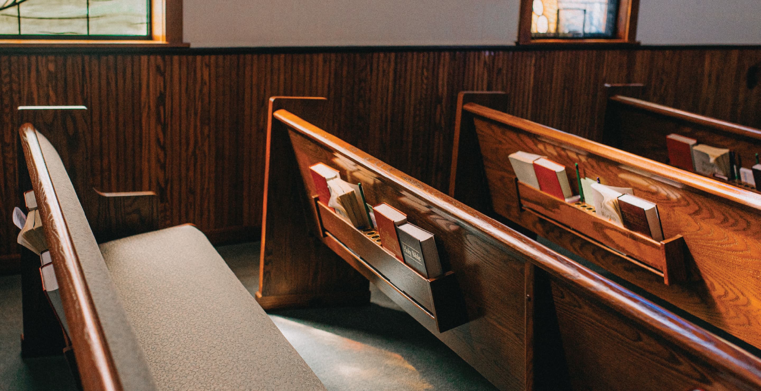 Empty Wooden Church Pews