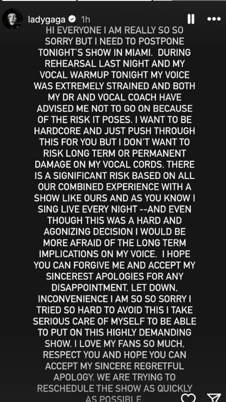 Lady Gaga Postpone Concert