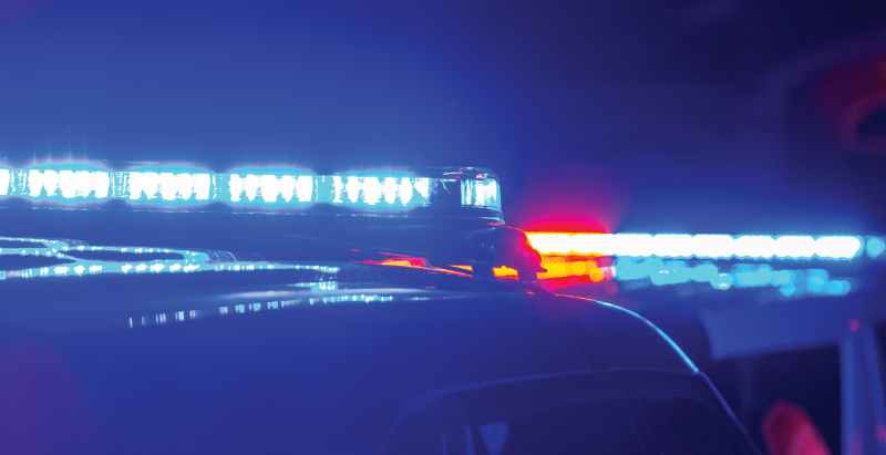 Police Car Lights At Crime Scene, Night