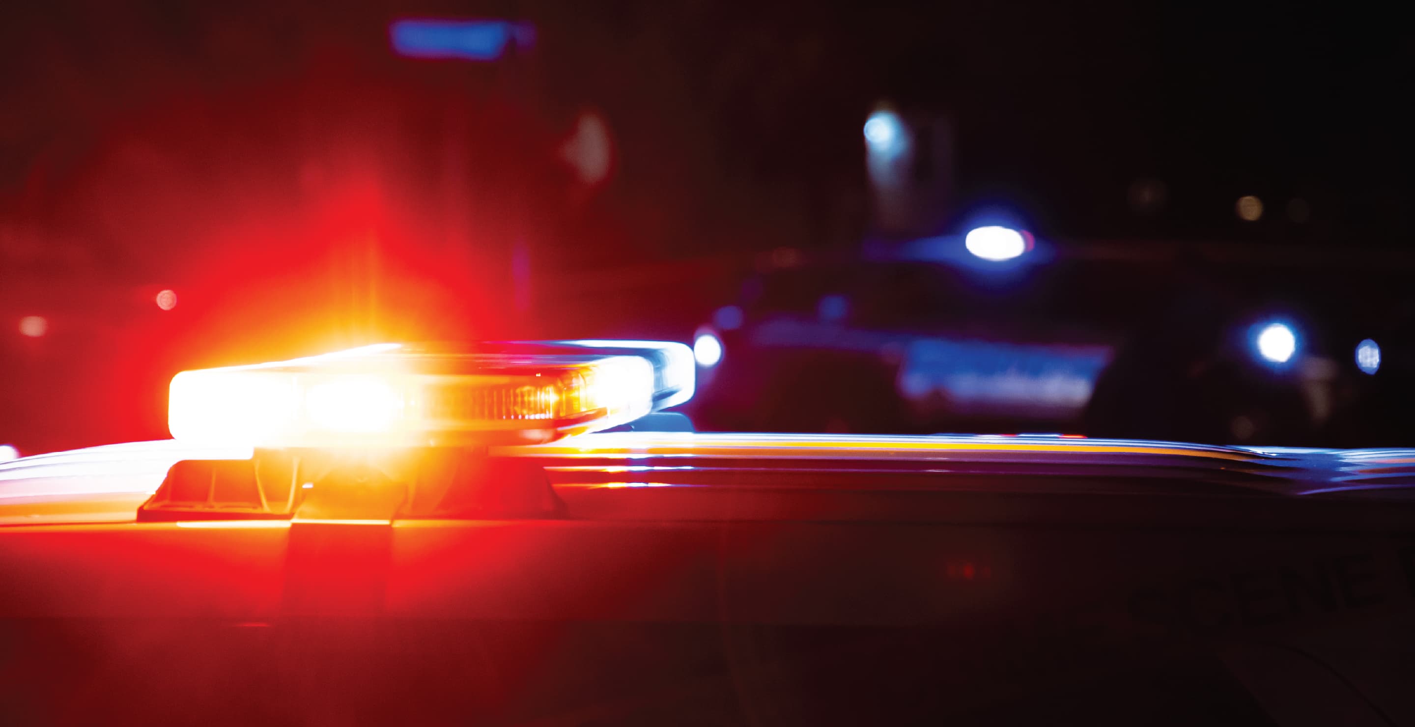 Police Flashing Lights At Crime Scene