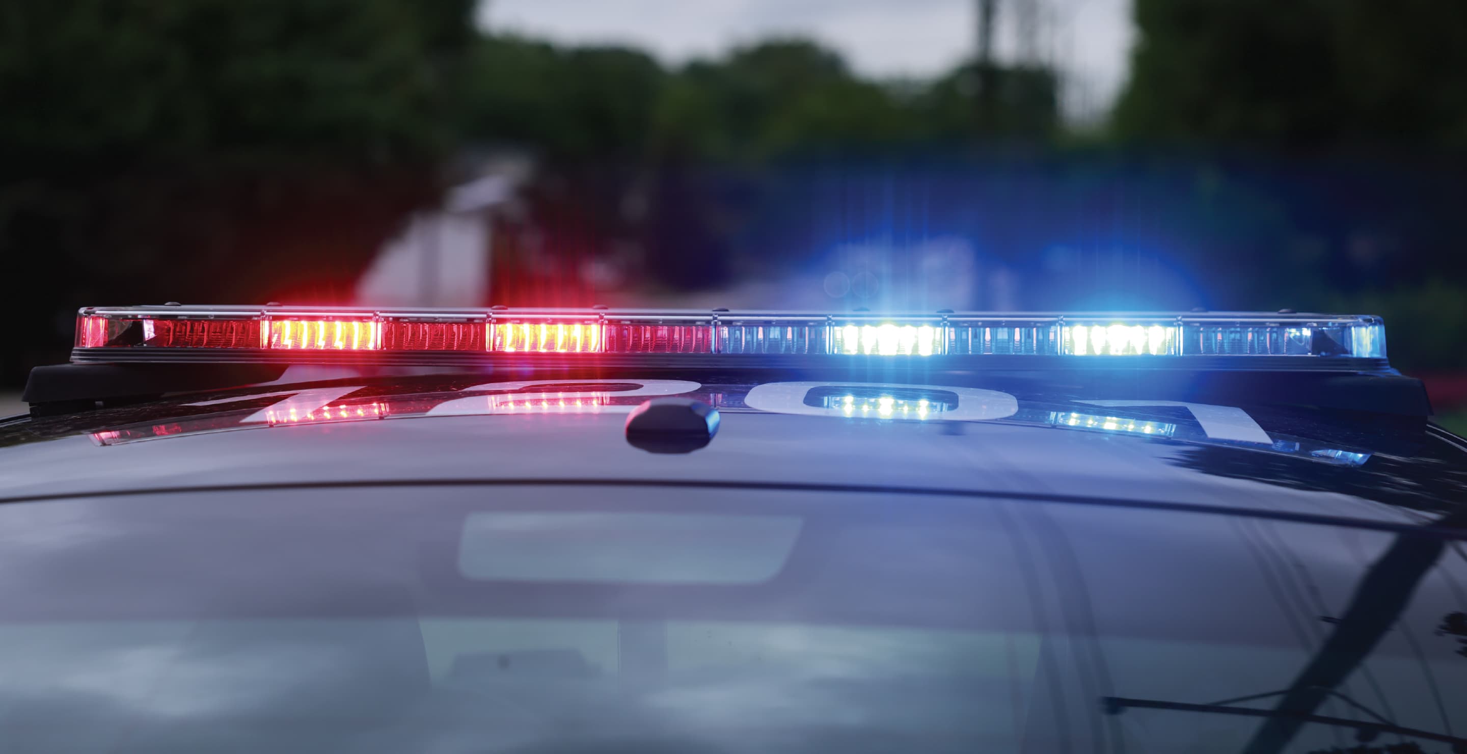 Police Lights At Crime Scene Investigation