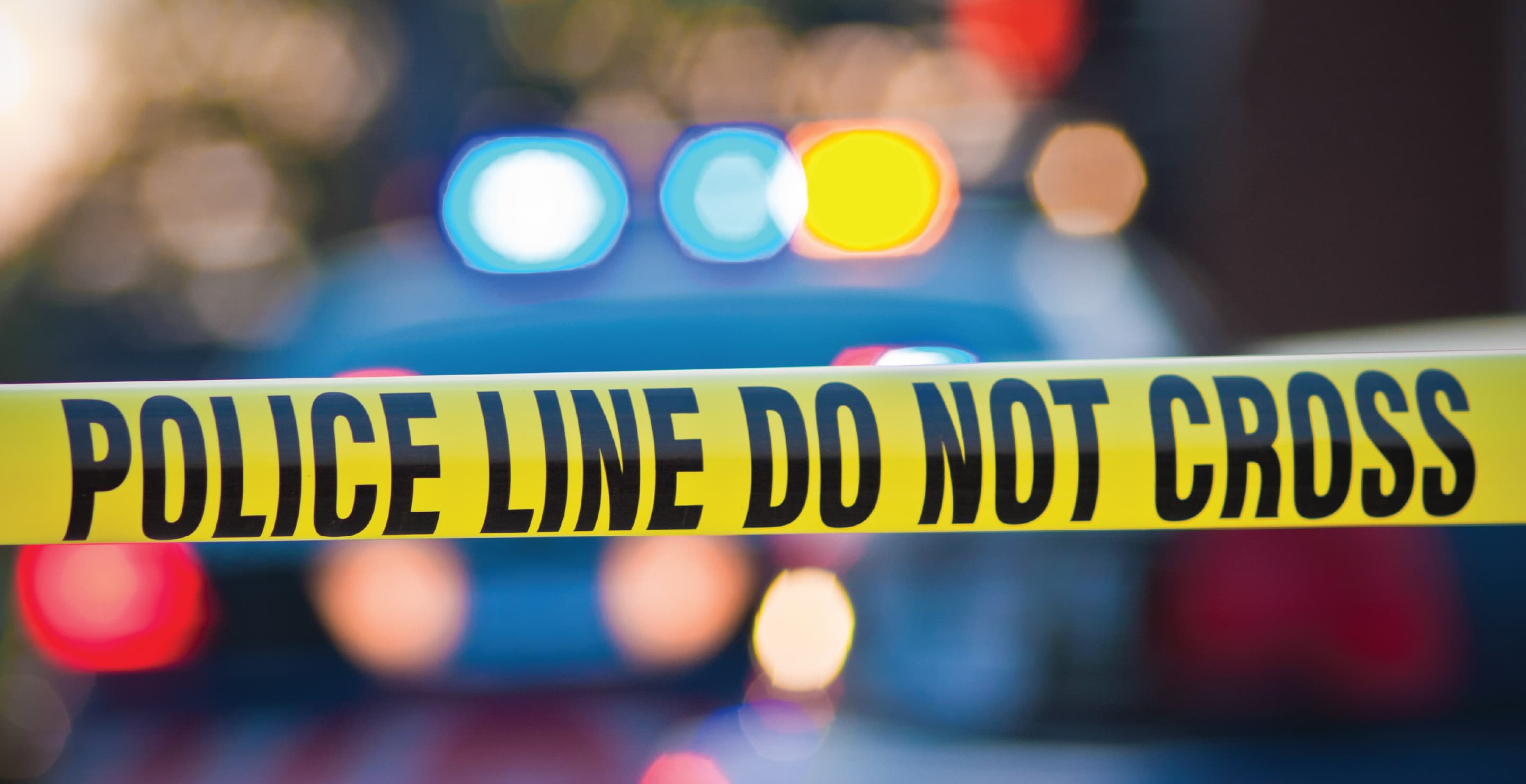 Police Line Do Not Cross, Car Flashing Lights