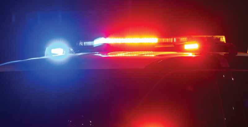 Police Patrol Car Flashing Blue And Red Lights
