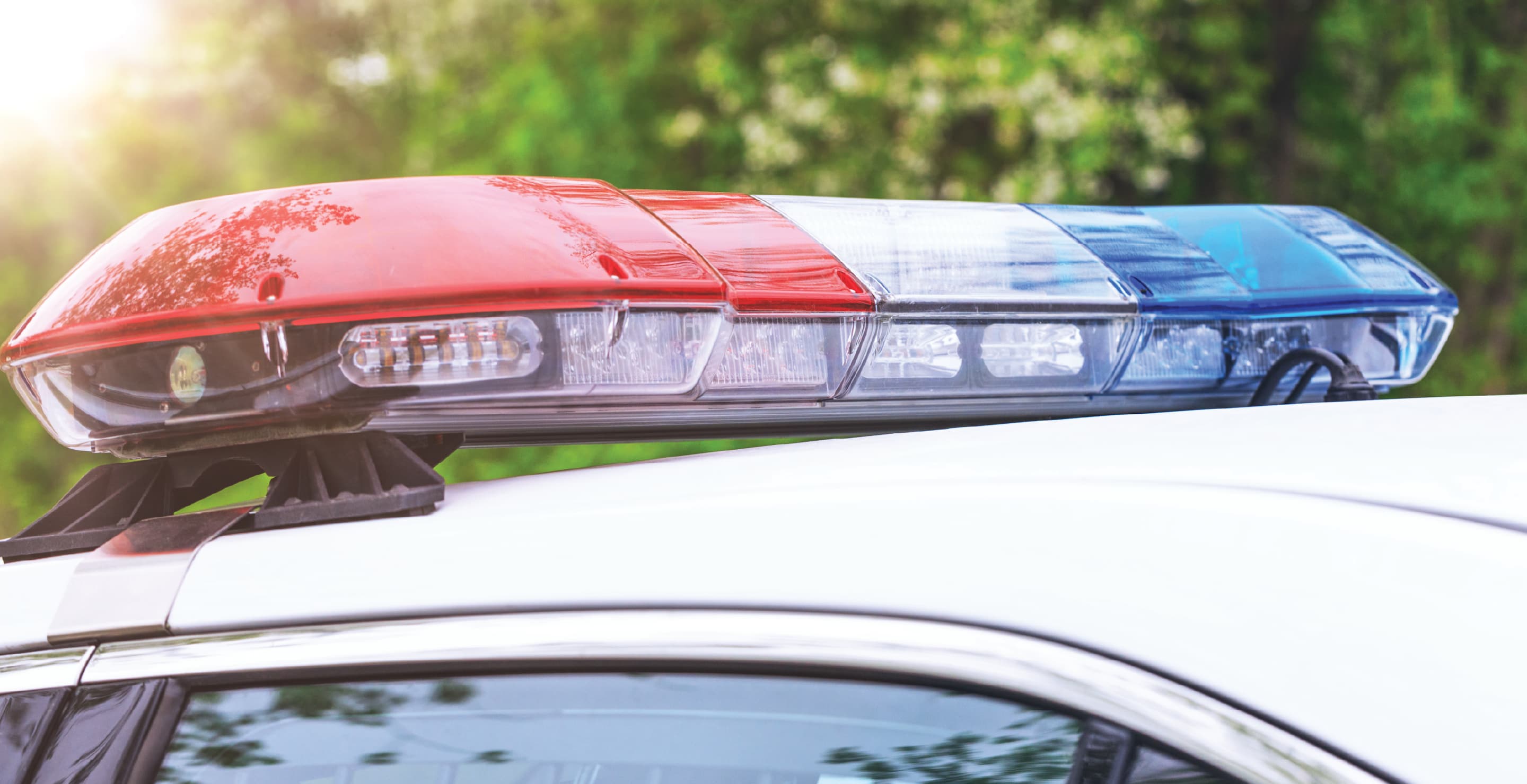 Police Patrol Car Flashing Lights, Day