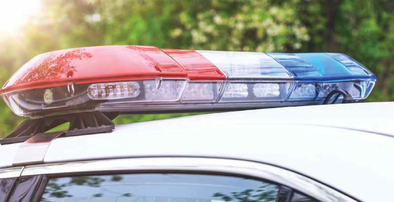 Police Patrol Car Flashing Lights, Day