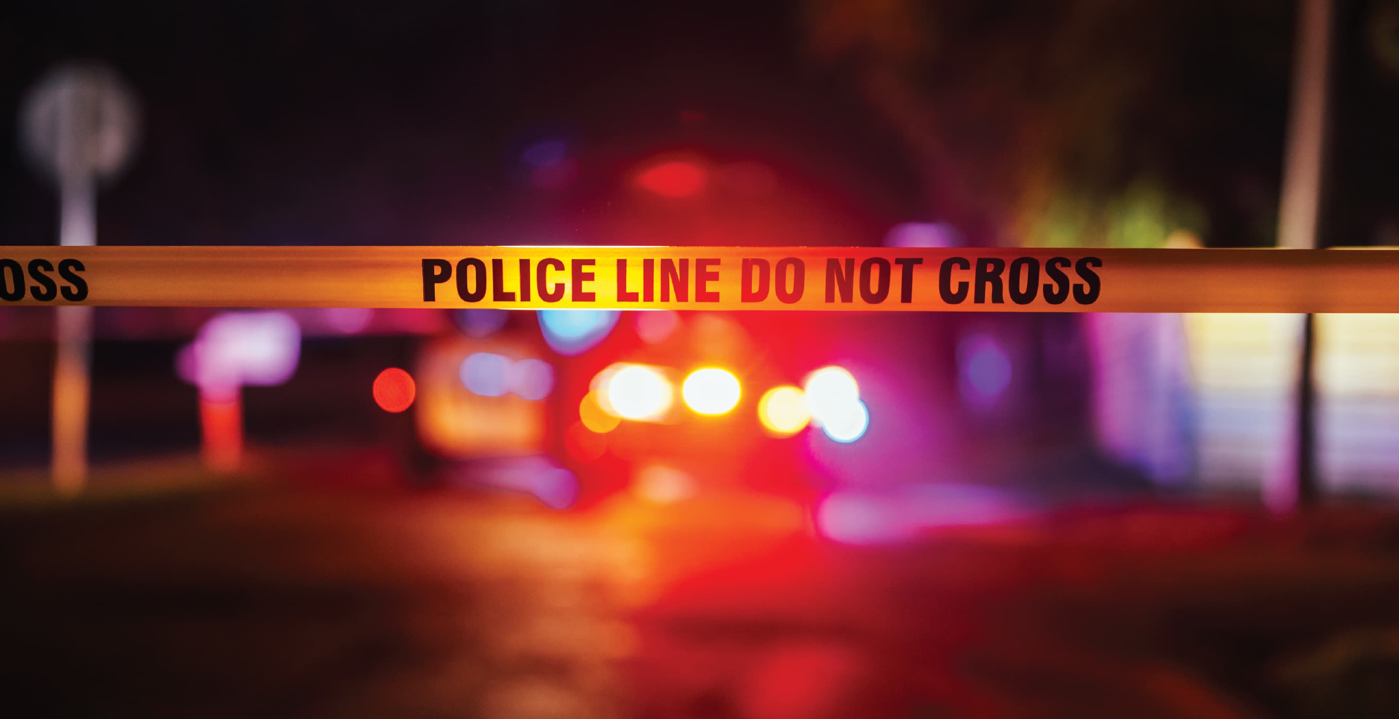 Police Patrol Cars At Crime Scene, Yellow Police Tape