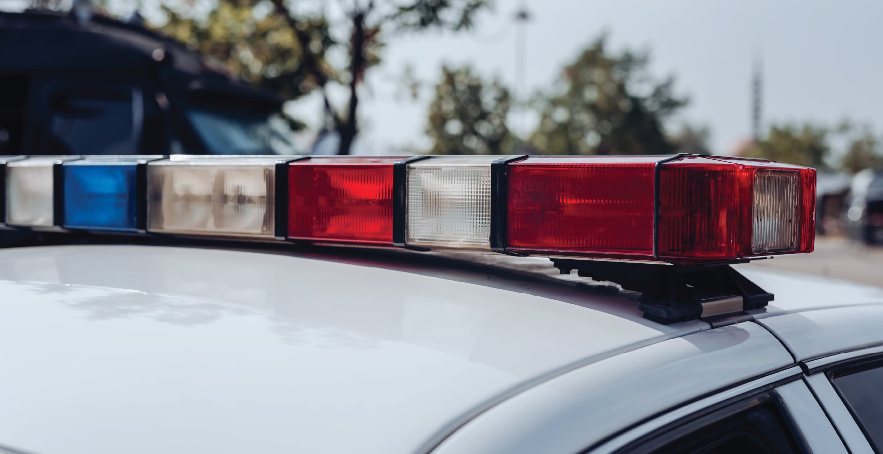 Emergency Lights On A Police Car
